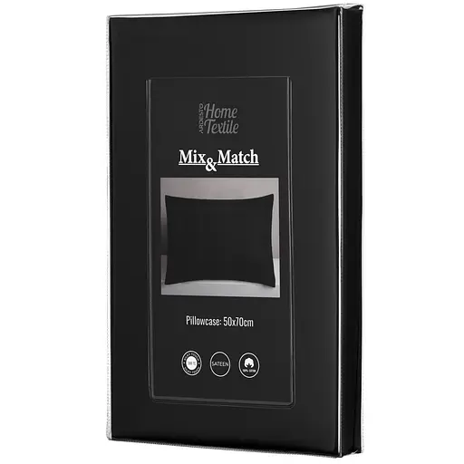 Наволочка Ardesto Mix&Match Premium, 50х70+5см, 100% хлопок, сатин, черный (ART5070PCL) - фото 6