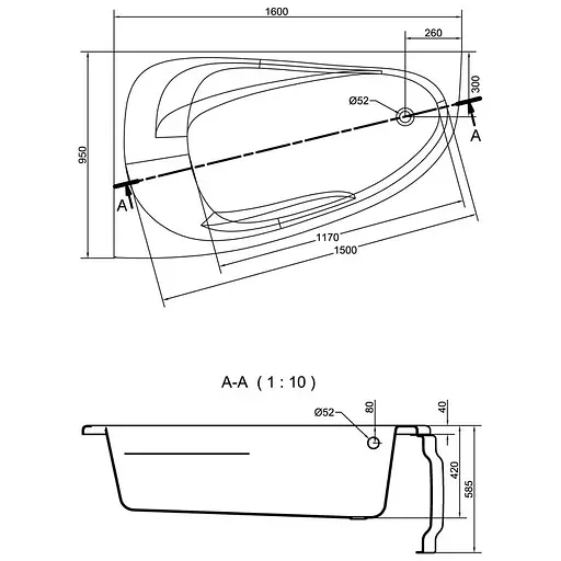 Ванна акрилова Cersant Joanna New 160x95 L - фото 3