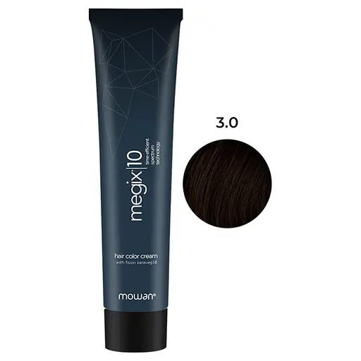 Професійна фарба для волосся з низьким вмістом аміаку Megix10 Mowan 3.0 темно-коричневий 100 мл - фото 1