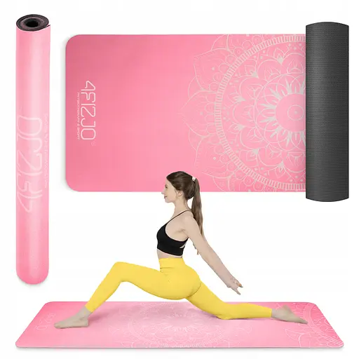 Коврик (мат) спортивный 4FIZJO замша 183 x 61 x 0.15 см для йоги и фитнеса Pink (P-5905973404419) - фото 2