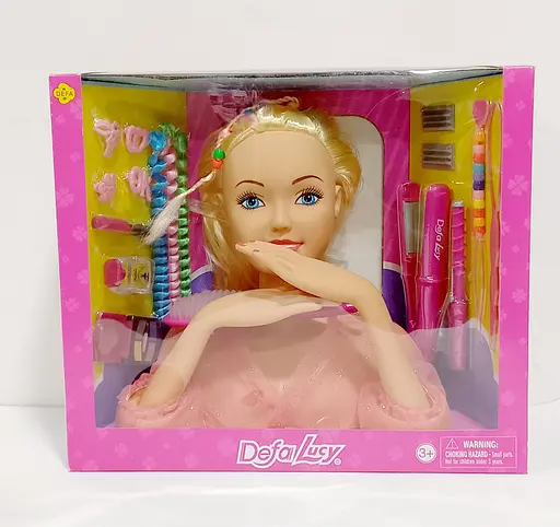 Кукла голова для причёсок 8415 DEFA, плойка, косметика, заколочки, коробке (6200000008431) Коралловый - фото 1