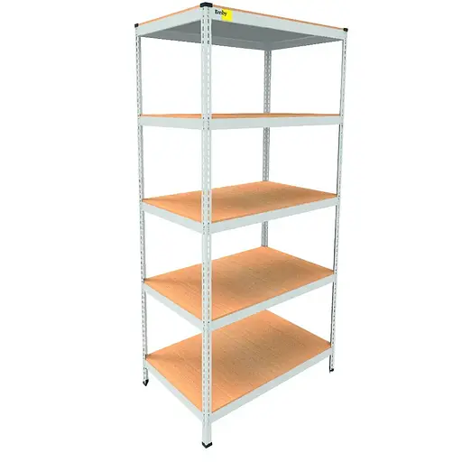 Металевий стелаж Emby Light Series (розмір 2100х900x450мм) 5 полиць ДСП до 100кг Білий