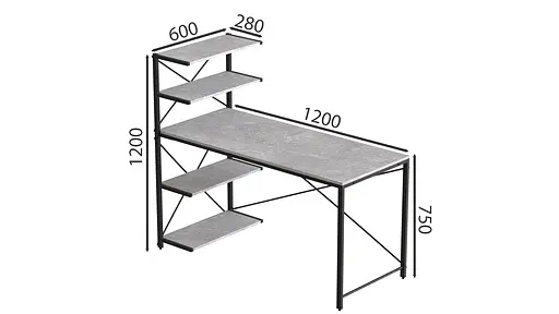 Компьютерный стол Ferrum-decor Джек 75x140x60 Серый ДСП Бетон (FRD-104420) - фото 3