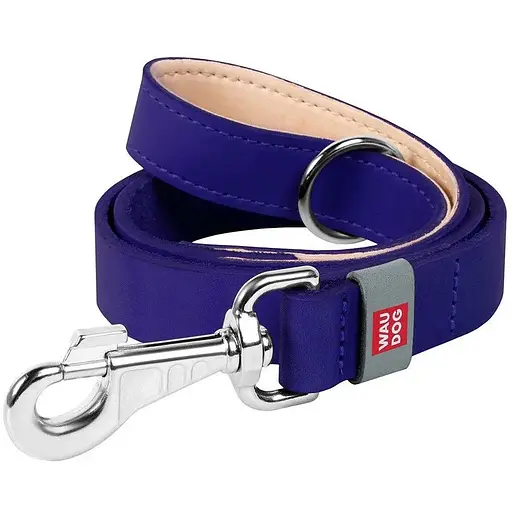 Поводок для собак Waudog Classic кожаный фиолетовый