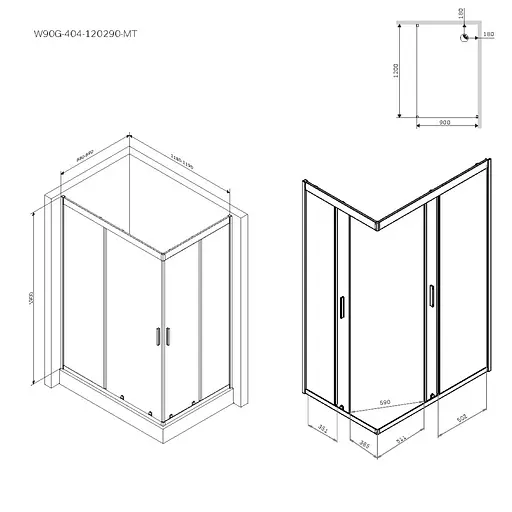 Душевая кабина Am.Pm Gem Twin Slide 120x90 см прозрачное стекло хром W90UG-404-120290-MT, Универсальная, прозрачная, хром - фото 7
