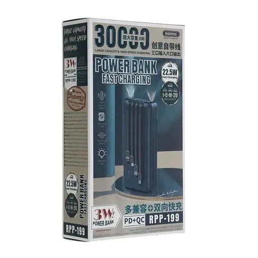 Внешний аккумулятор Remax Hunergy 30000 mAh (RPP-199) 22.5W PD+QC синий - фото 4