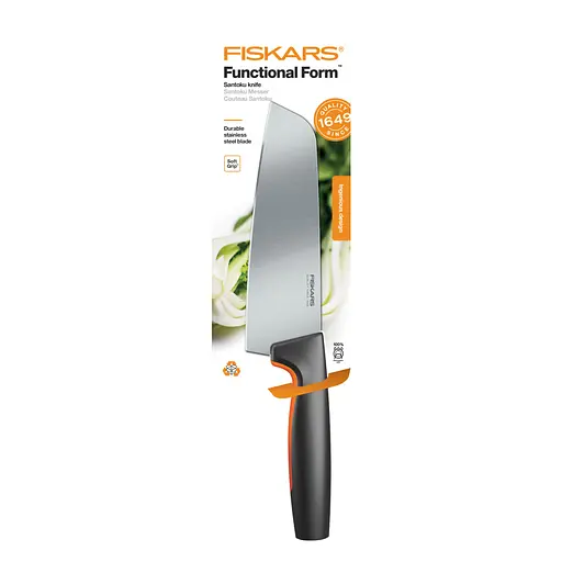 Нож кухонный поварской Fiskars Santoku Functional Form 16 см, нержавеющая сталь, пластик, черный kuh0014591 - фото 4