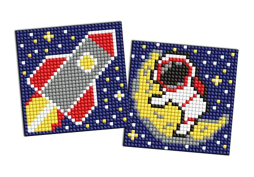 Набір з алмазною мозаїкою на самоклеючій основі для дітей Професії Космонавт, 2 шт. 9x9 см, AMS1146