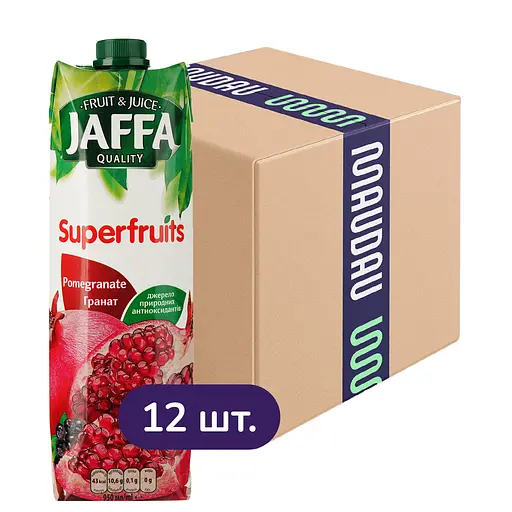 Упаковка нектару Jaffa Superfruits Гранатовий 11.4 л (950 мл х 12 шт.) - фото 1