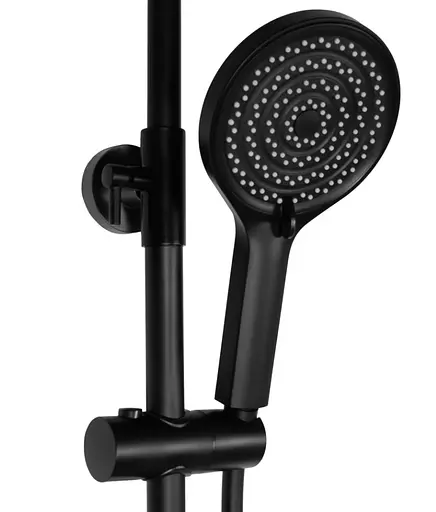 Душова система Rea Savio Led black з термостатом REA-P8410, Чорний матовий - фото 4