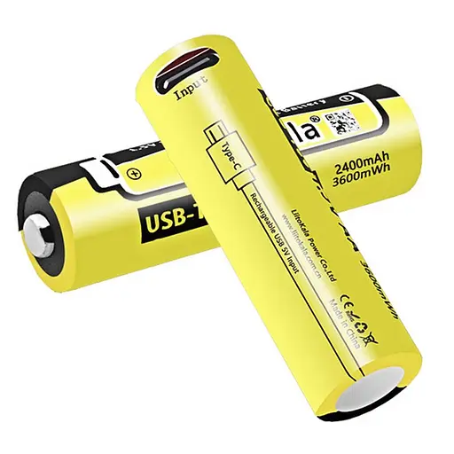 Аккумулятор 14500 LiitoKala Li-ion R6 2400mAh USB-T36 1.5V (4шт. АКБ + кабель) - фото 6