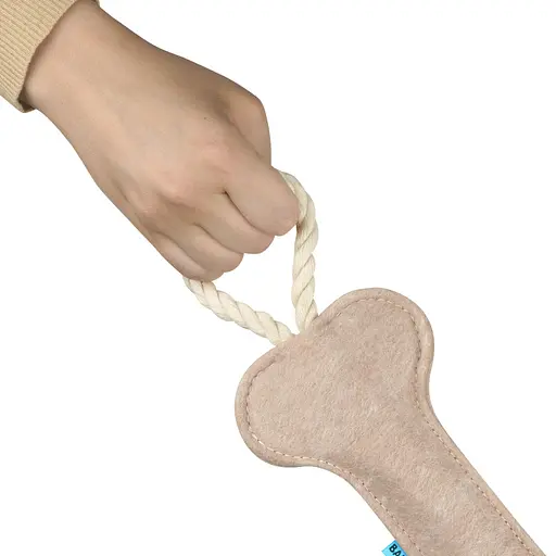 Игрушка для собак Barksi Косточка с канатом S бежевая - фото 4