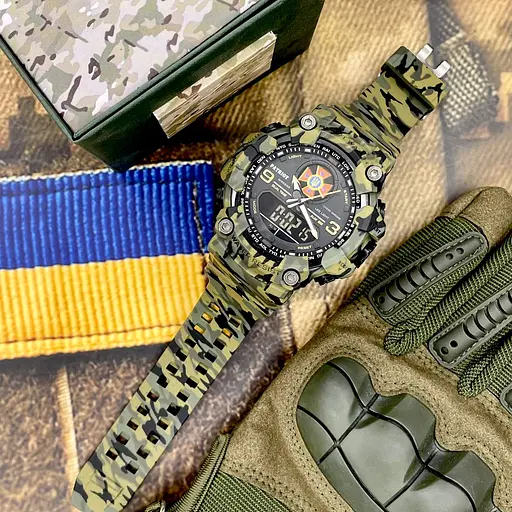 Наручные часы мужские 001CMGRDSNS ДСНС Зеленый камуфляж + Коробка. Patriot acs0031081 - фото 2