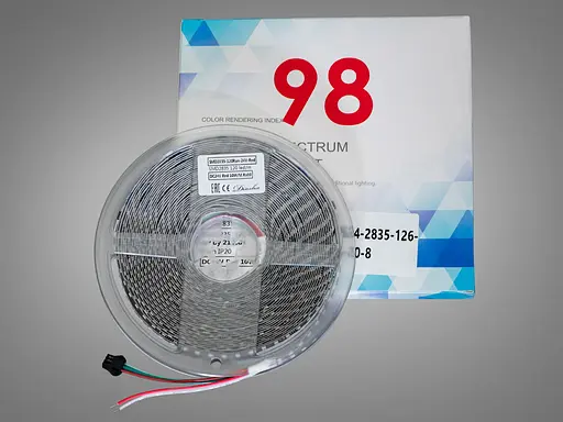 Адресна LED стрічка 24В, 126 діодів на метр, 8мм, червона - фото 2