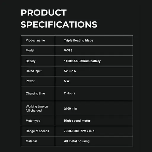 Електробритва акумуляторна шейвер VGR V-378 9000RPM LCD + дорожня сумочка (Червоний) - фото 6