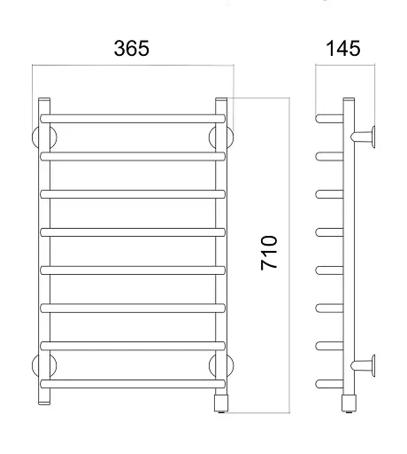 Рушникосушка електрична Теплий світ Слім з регулятором 710х365 мм Чорний 30412 - фото 2