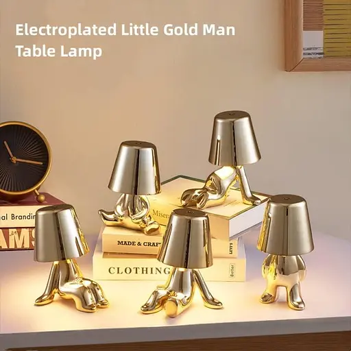 Приліжкова лампа золота статуя людини з сенсорним керуванням 3 рівня яскравості - фото 3