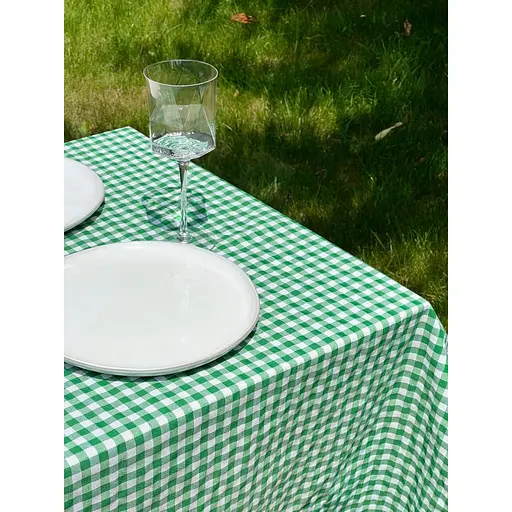 Скатертина в клітинку для столу Зефір 260х170 см Зелена - фото 3