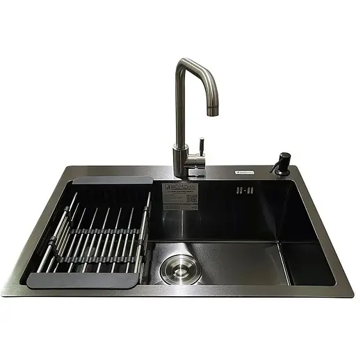 Комплект мийка + змішувач Romzha Arta U-600S BL (B) - фото 2