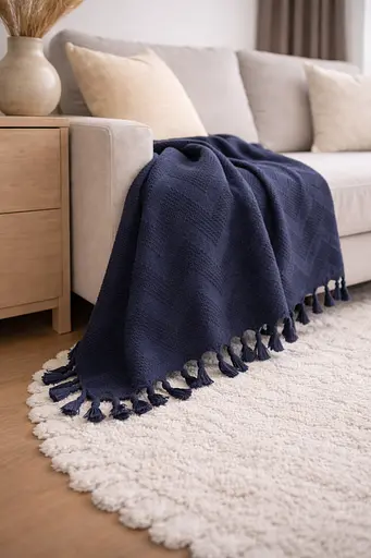 Плед-покривало Cotton TURComFor бавовна синій євро 200х230 см TC303375968 - фото 2
