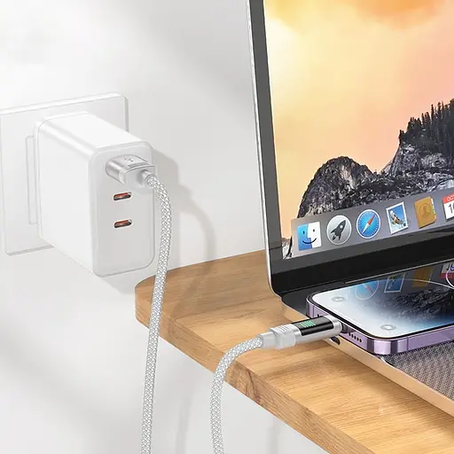 Дата кабель Hoco U126 Lantern 2.4A USB to Lightning (1.2m) Gray - фото 4