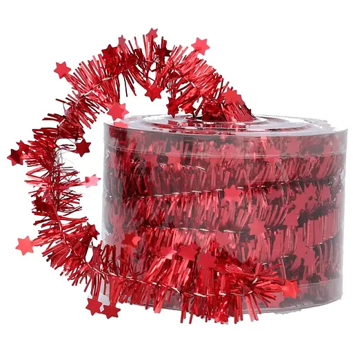 Мишура декоративная Chomik со звездами красная 7 м (GIF3331)