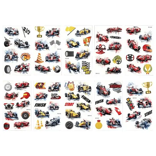 Набор временных татуировок "Гоночные автомобили" Fresh Tattoo racing-cars-10-01 размер 12х7 см - фото 1