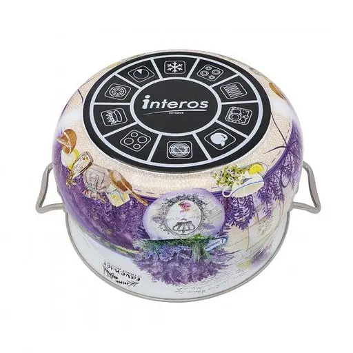 Кастрюля Interos эмалированная 5.7 л 24 см глубокая с крышкой Лаванда (16707) - фото 5