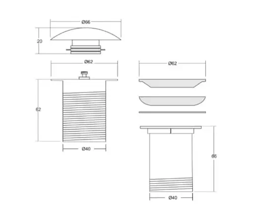 Донный клапан для раковины Kohlman click-clack gold с переливом KOREK EGD, Золотой - фото 2