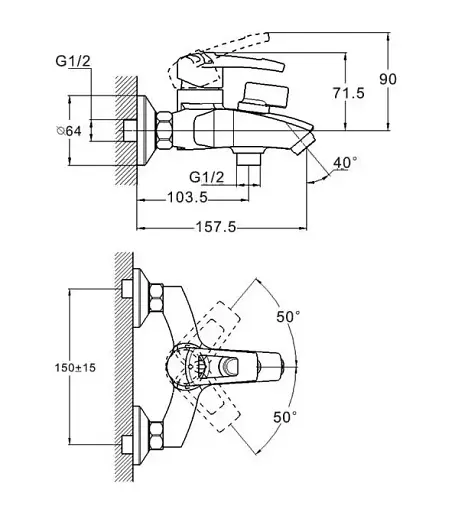 Смеситель для ванны Zegor SWF3-A113 однорычажный с душевым набором Хром 30412 - фото 3