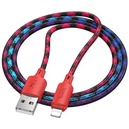 Дата кабель Hoco X116 Meridian USB to Lightning 2.4A (1m) Gradient Red Mix - фото 2