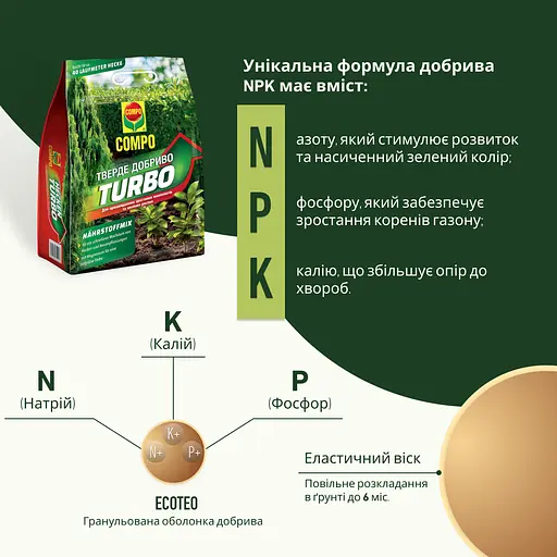 Твердое удобрение COMPO TURBO® мгновенного эффекта для быстрого роста 4 кг - фото 3