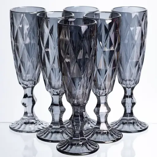 Набор бокалов для шампанского Fractal 6 штук по 180 мл. HP-19-268 прозрачный бокал для напитков игристого вина - фото 1