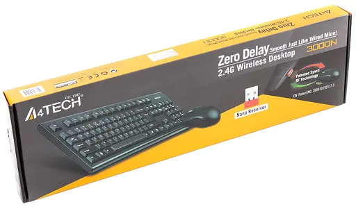 Бездротовий комплект (клавіатура + миша) A4Tech 3000N V-Track Wireless Black (3000N (GK-85+G3-200N)) - фото 3
