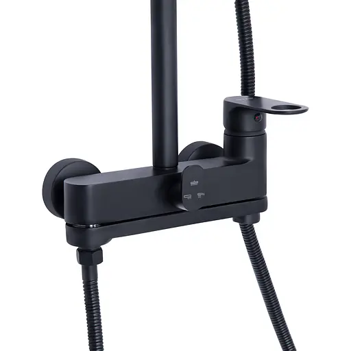 Душова система універсальна Qtap Jay на три споживача (з виливом) QTJAY111BLM45549 Black matt, Чорний матовий - фото 4