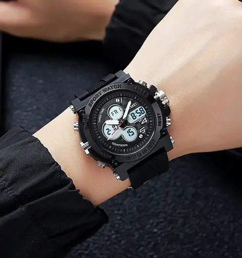 Годинник чоловічий наручний спортивний Skmei 2065 (Чорний з білим) - фото 5