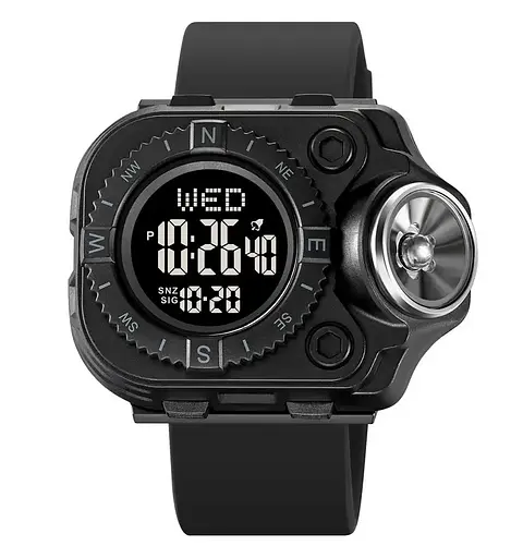 Наручний годинник з ліхтариком Skmei 2187 Black Black, 2187BKBK (18443)