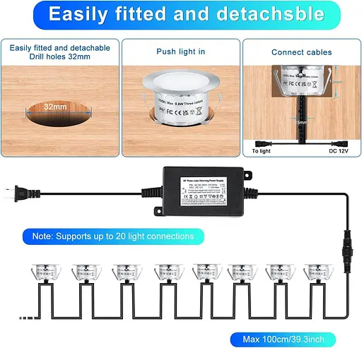 SMY Lighting Вбудовані світлодіодні палубні світильники з дистанційним керуванням, 10 шт. освітлення для палуби IP67 - фото 3