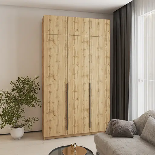 Шафа 3-дверна з антресоллю MebelStar Оскар ДСП BL-B, стандарт 150x52x260 см Дуб тахо (MBS-4938) - фото 1