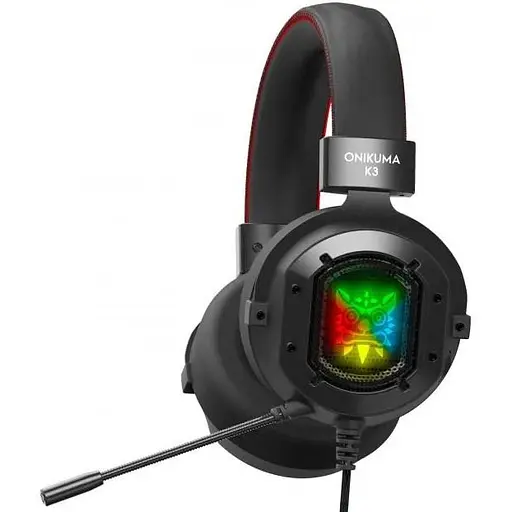 Проводная игровая гарнитура Onikuma Gaming with LED K3, USB, 3.5mm, 2m, black-red