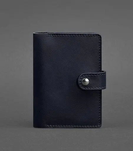Кожаная обложка для паспорта 3.0 темно-синяя - фото 1