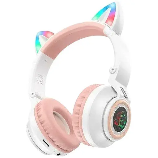 Бездротові Bluetooth навушники Borofone BO18 Cat Ear білий
