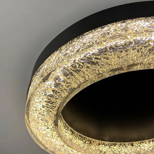 Стельовий чорний світильник із текстурною акриловим розсіювачем Ø 46 см | Line F | Арт. MJ316-500 BK+CL - фото 5