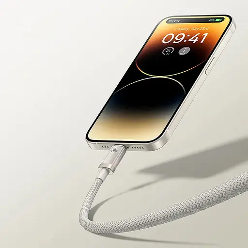 Дата кабель Baseus Titanium Alloy Fast Charging Type-C to Lightning 20W (1m) (P10378101) Galaxy Titanium Gold - фото 6