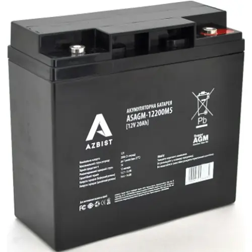Акумулятор Azbist Super AGM ASAGM-12200M5, Black Case, 12V 20.0Ah Q4