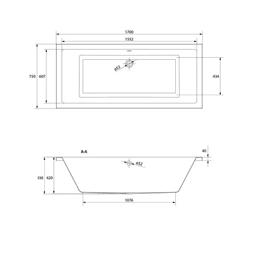 Ванна акрилова Cersant ntro 170X75 S301-068 + ніжки - фото 5