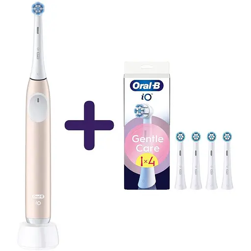 Набор: зубная щетка Oral-B iO 2 нежно-розовая + сменные насадки к электрической зубной щетке Oral-B iO Gentle Care нежный уход 4 шт.