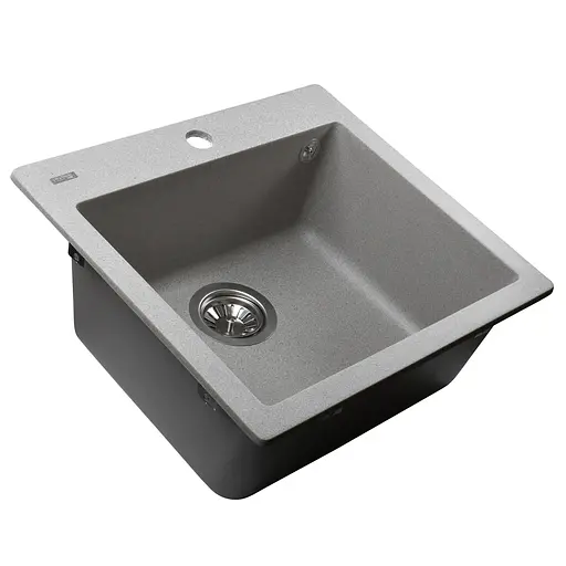 Гранітна мийка Globus Lux Aosta сiрий камiнь 490x455мм-А0005 000023382, Сірий - фото 3