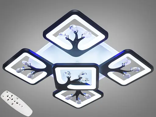 Лед люстра з пультом, димером і підсвічуванням, 90W, чорна - фото 1