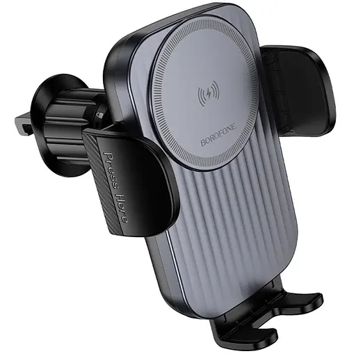Автотримач з БЗП Borofone BH221 Path 15W (air outlet) Black / Metal gray - фото 5